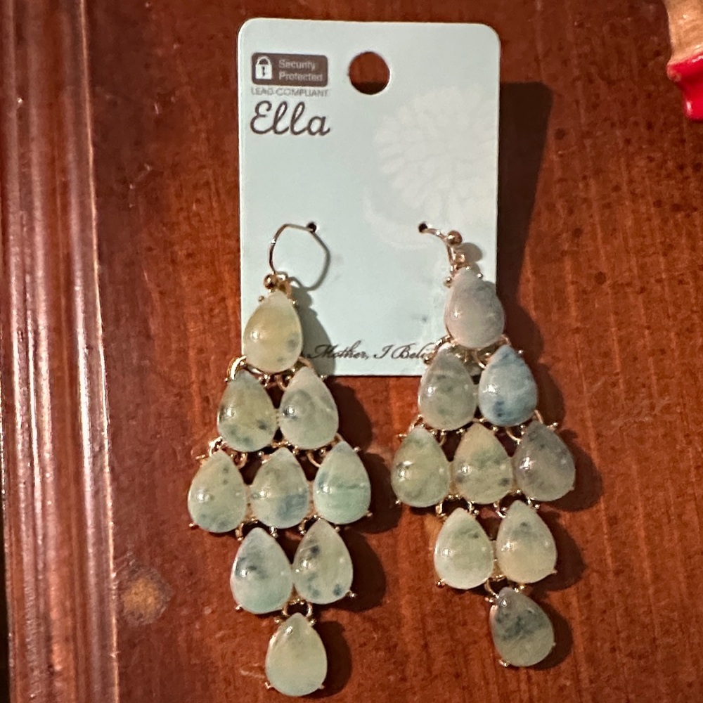 Ella Gold and Pale Green Chandelier Earrings
